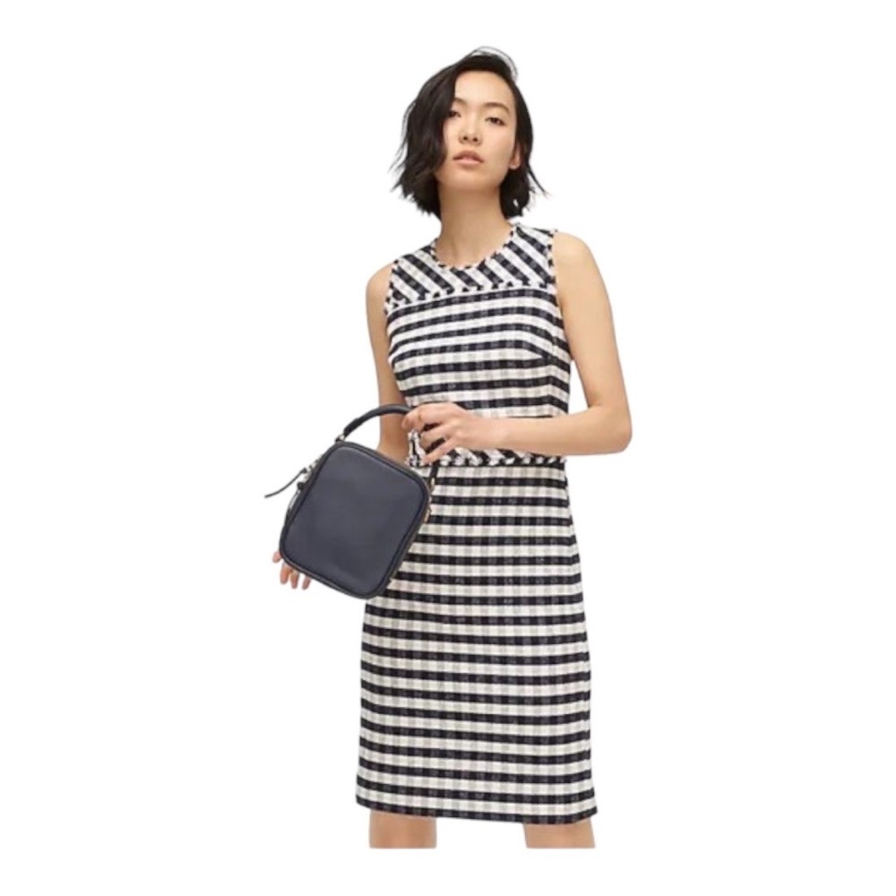 J. Crew Gingham Tweed Sheath Dress Sleeveless Checkered Size 4